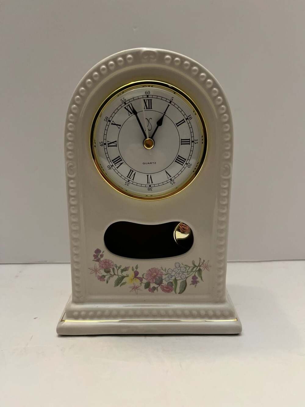 Paul Sebastian Limited Edition 1994 Porcelain Ceramic Mantel Desk Clock Floral